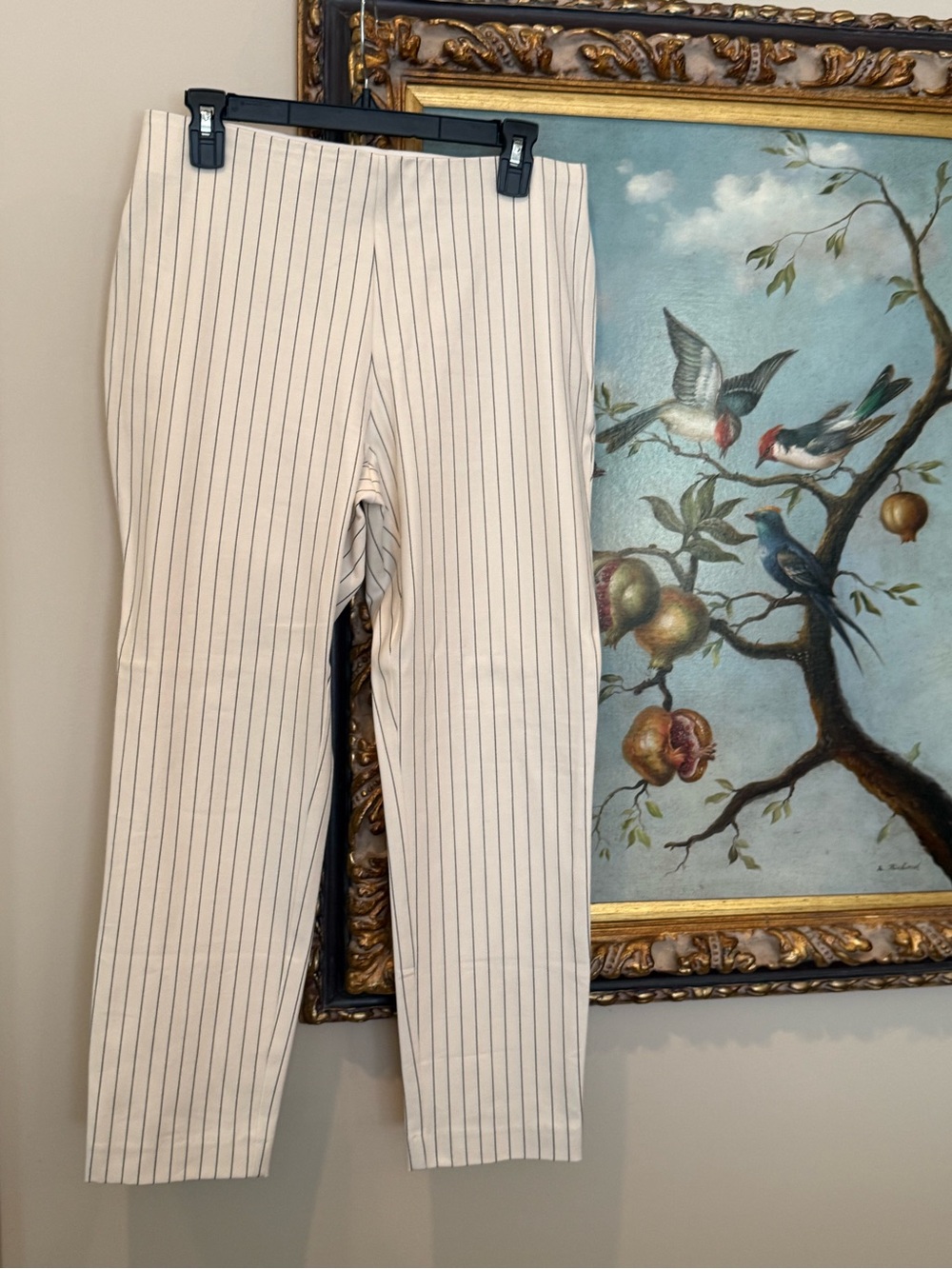 a new day Cream and Black Pinstripe Capri/Ankle Pants